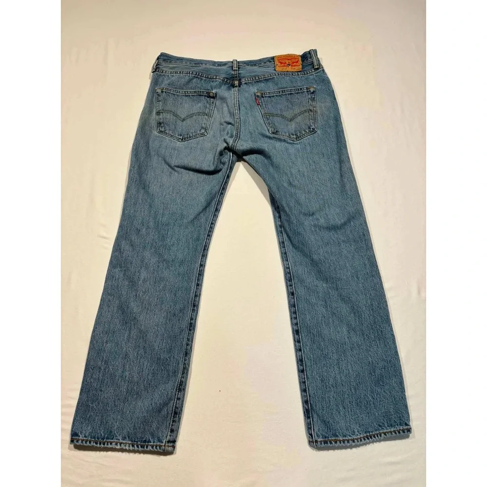 Levis 501 Original Fit Mens Straight Leg Button Fly Blue Denim Jeans 34x29